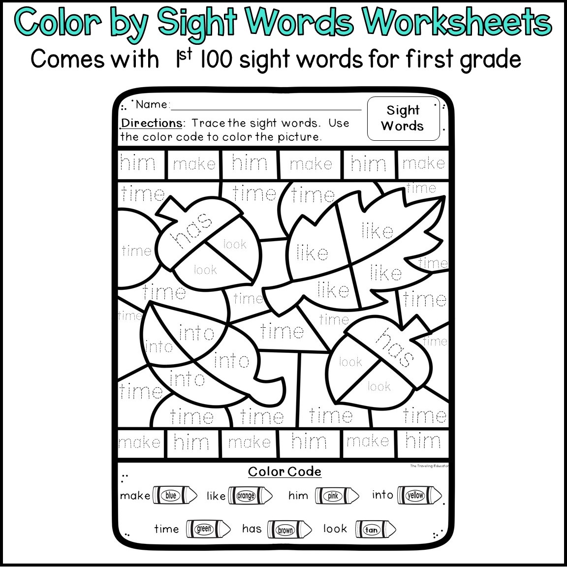 Fall Coloring Pages Color By Sight Words For 1st Grade Made By Teachers