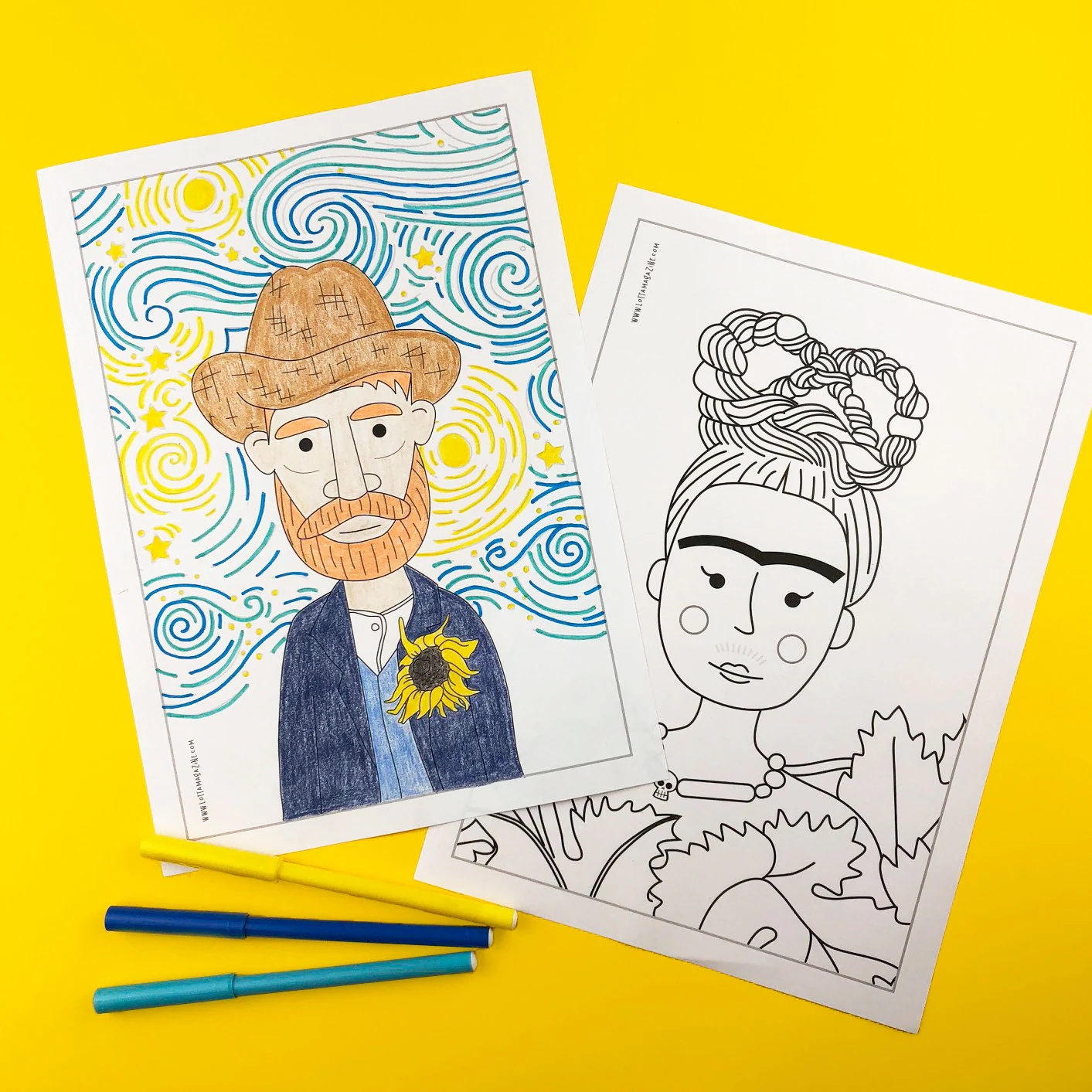 Famous Artist Colouring Pages printable Coloring Pages For Kids Featuring Van Gogh Matisse Picasso Frida Warhol Etsy