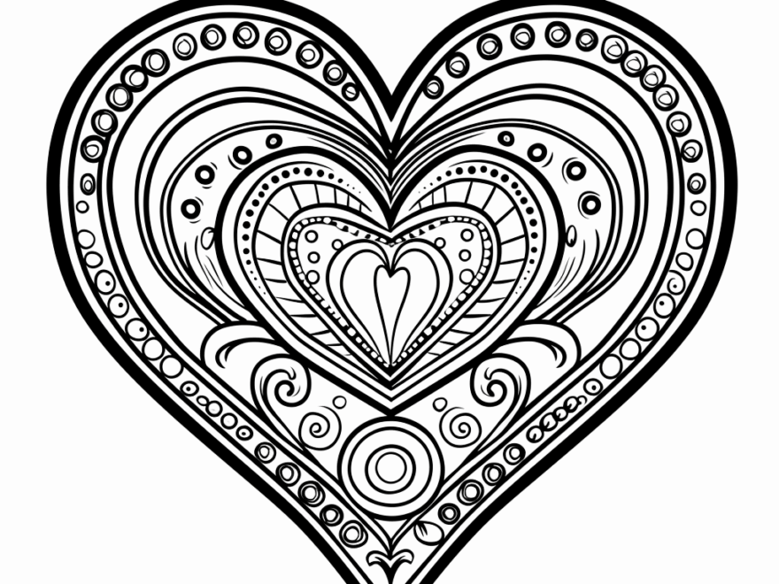 Fancy Heart Coloring Pages Free Printable