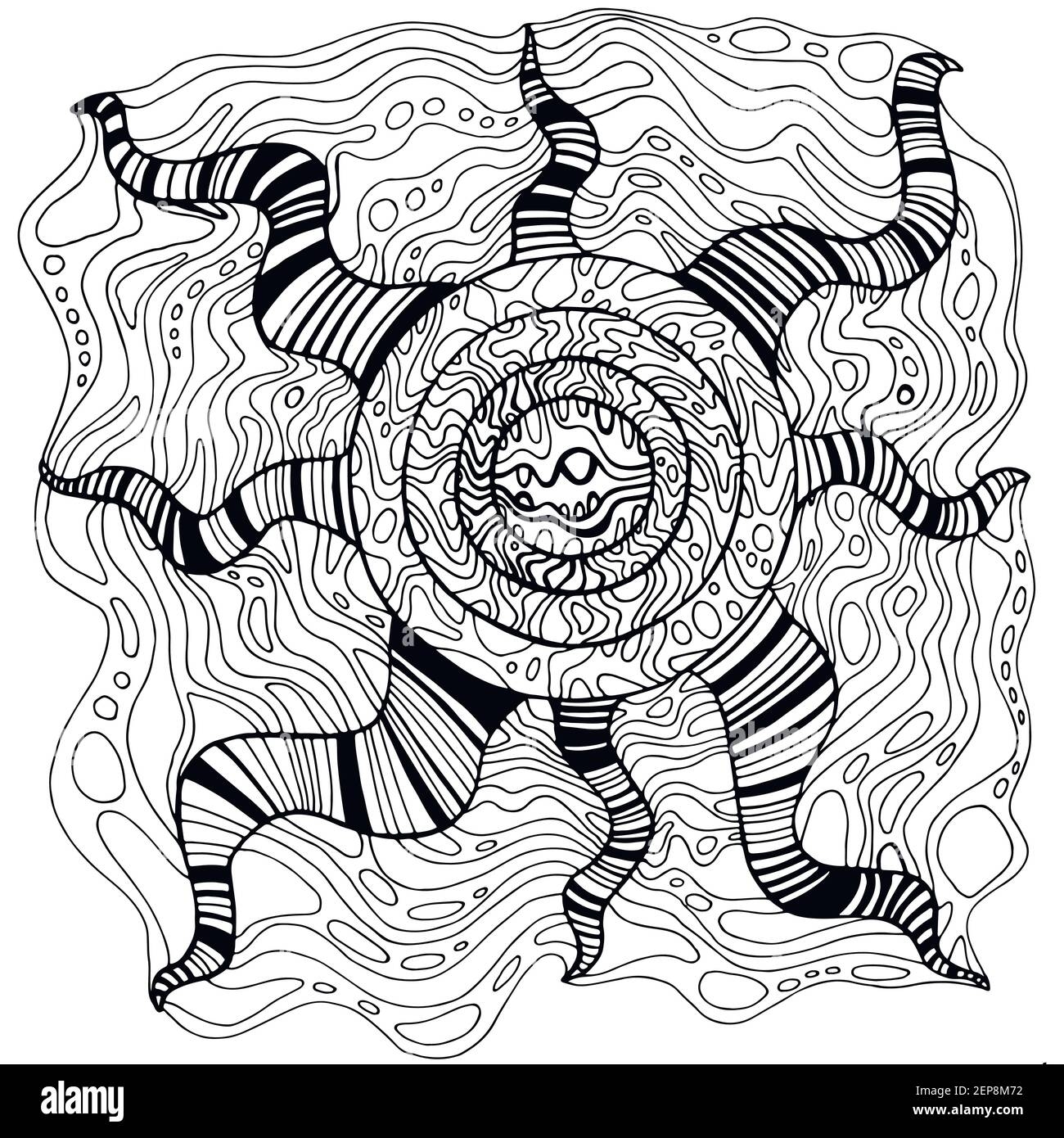 Fantasy Ornament Surreal Flower Coloring Page Line Art Psychedelic Doodle Style Vector Hand Drawn Illustration Antistress Background Stock Vector Image Art Alamy