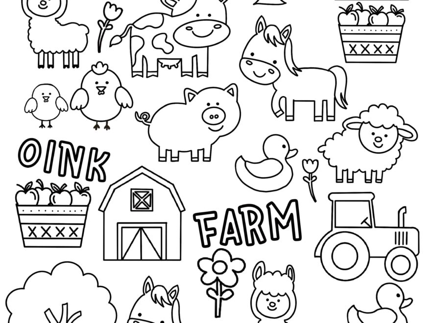 Farm Animals Coloring Page Animals Coloring Page farm Animal Coloring Book Page Animal Coloring Farm Page kids Farm Coloring Pages Etsy