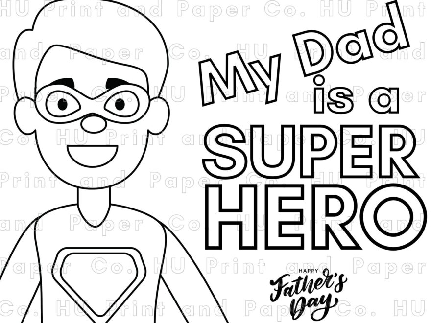 Father s Day Superhero Coloring Page Printable Superhero Dad Kids Activity Instant Digital Download Etsy
