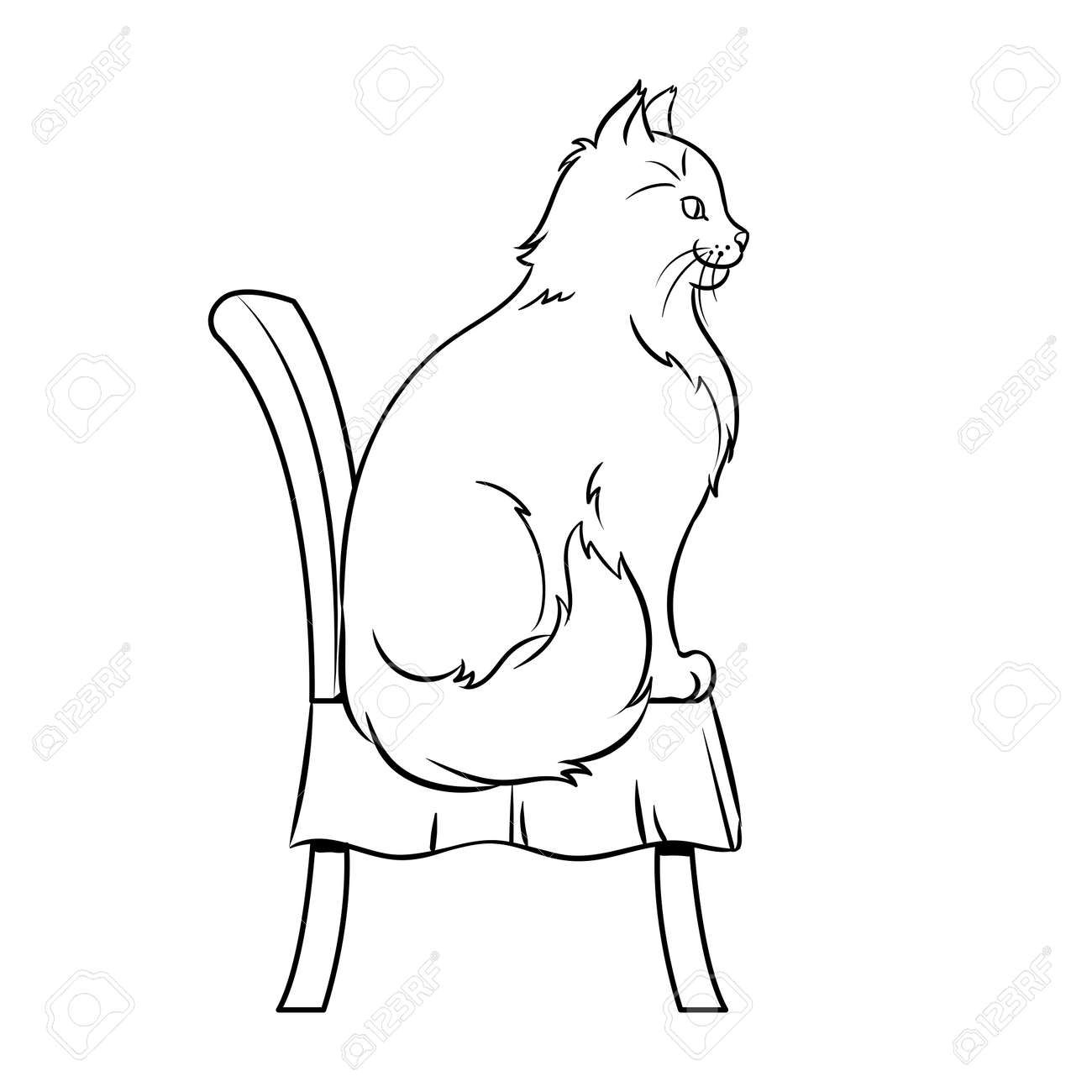 Female Cat Sits On Chair Coloring Book Vector Royalty Free SVG Cliparts Vectors And Stock Illustration Image 94227573 