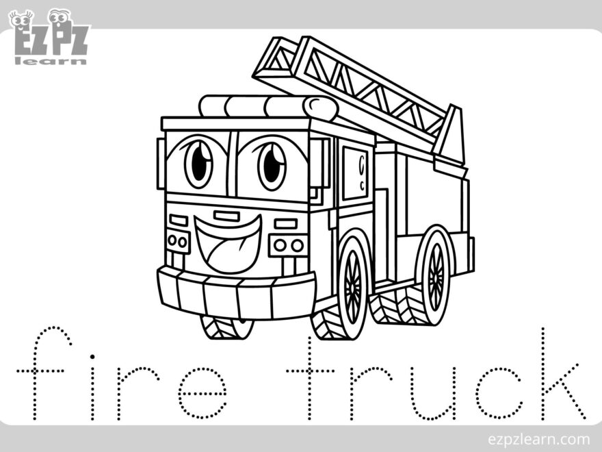 Fire Truck Coloring Page For Kids Free PDF Download Ezpzlearn