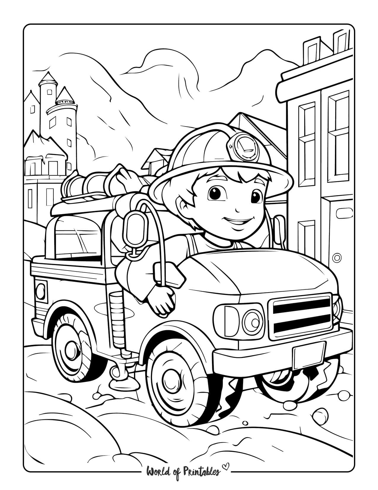 Fire Truck Coloring Pages For Kids Adults World Of Printables