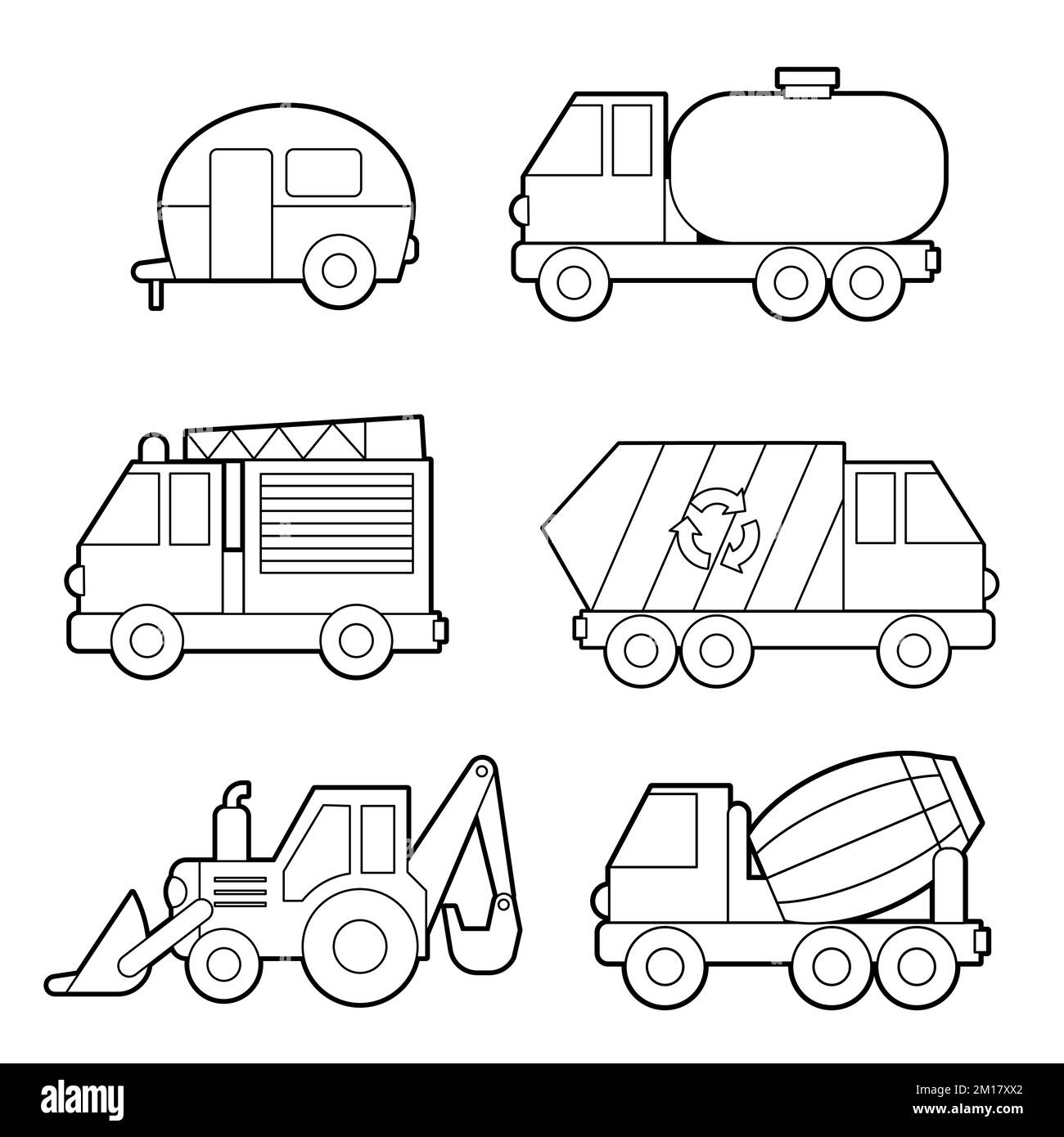 Firetruck And Firefighter Coloring Page Cut Out Stock Images Pictures Alamy