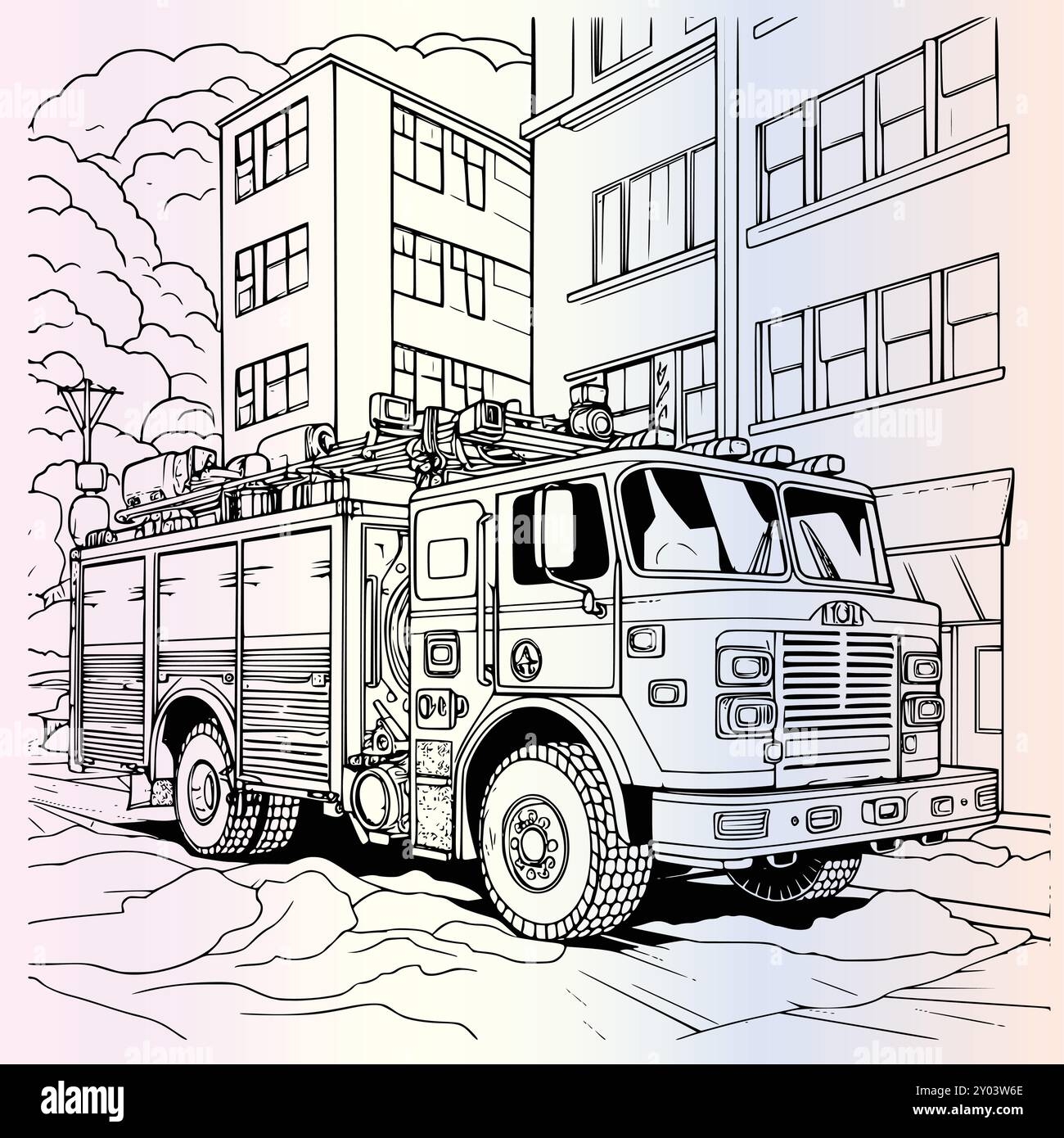 Firetruck With Big Wheels Coloring Page Hi res Stock Photography And Images Alamy