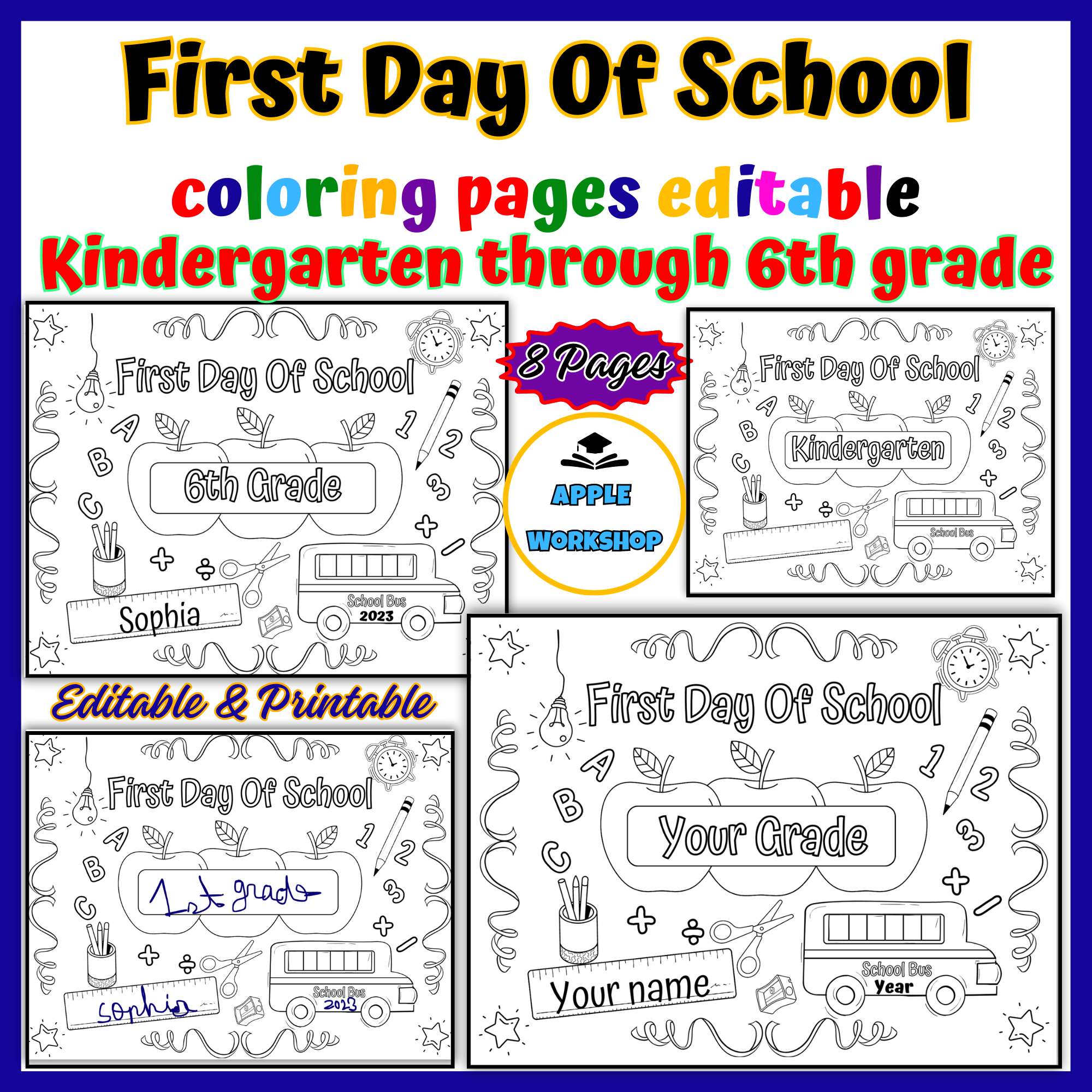 First Day Of School Coloring Pages Editable Back To School Coloring Pages Made By Teachers