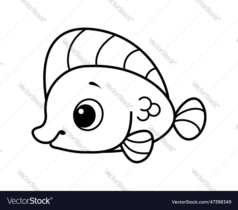 Fish Easy Coloring Page For Kids Cartoon Vector Image