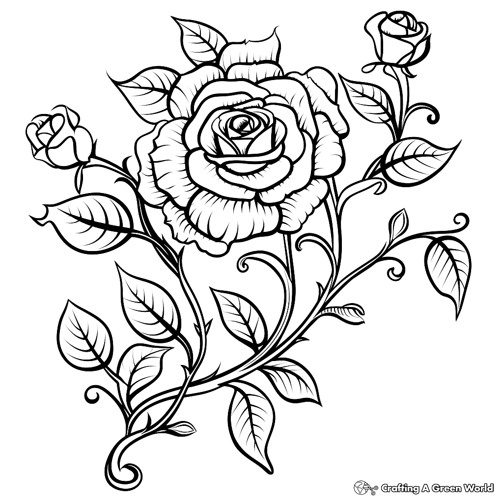 Flower Vine Coloring Pages Free Printable 