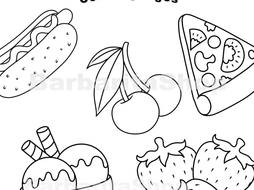 Food Coloring Pages Pizza Coloring Book Burger Coloring Book Cake Coloring Book PDF Etsy