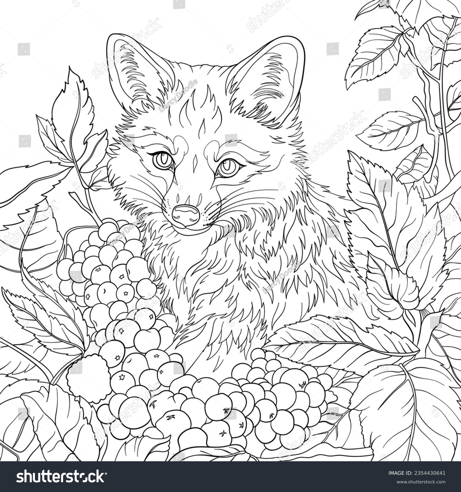 Fox Outline Vector Colouring Page Design Stock Vector Royalty Free 2354430641 Shutterstock
