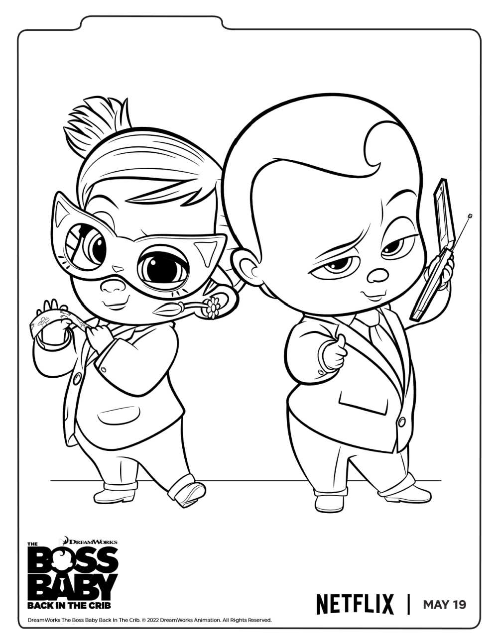 Free Boss Baby Theodore Tina Coloring Page Mama Likes This