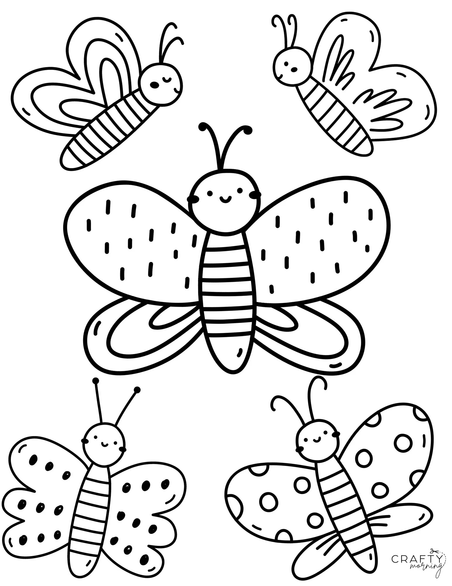 Butterflies Coloring Pages Easy