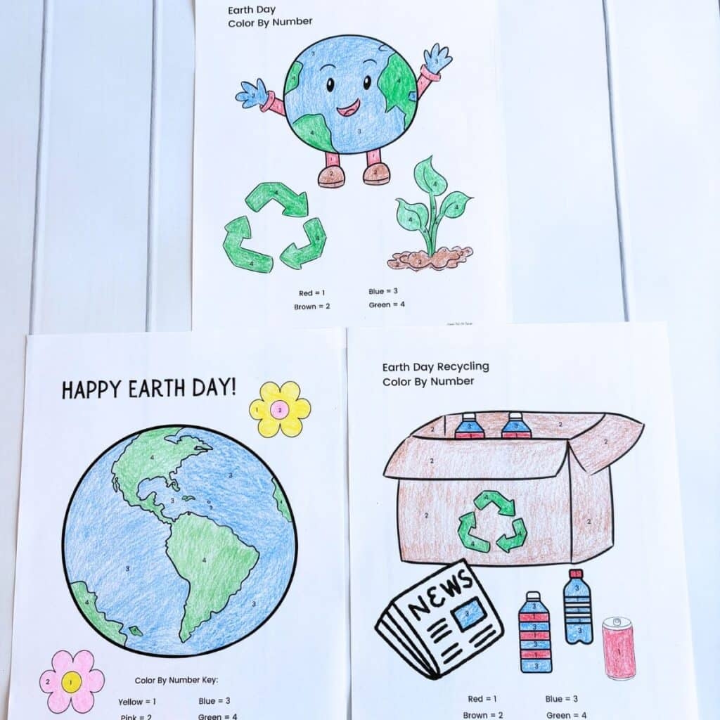 Free Color By Number Earth Day Printables For Kids Simply Full Of Delight