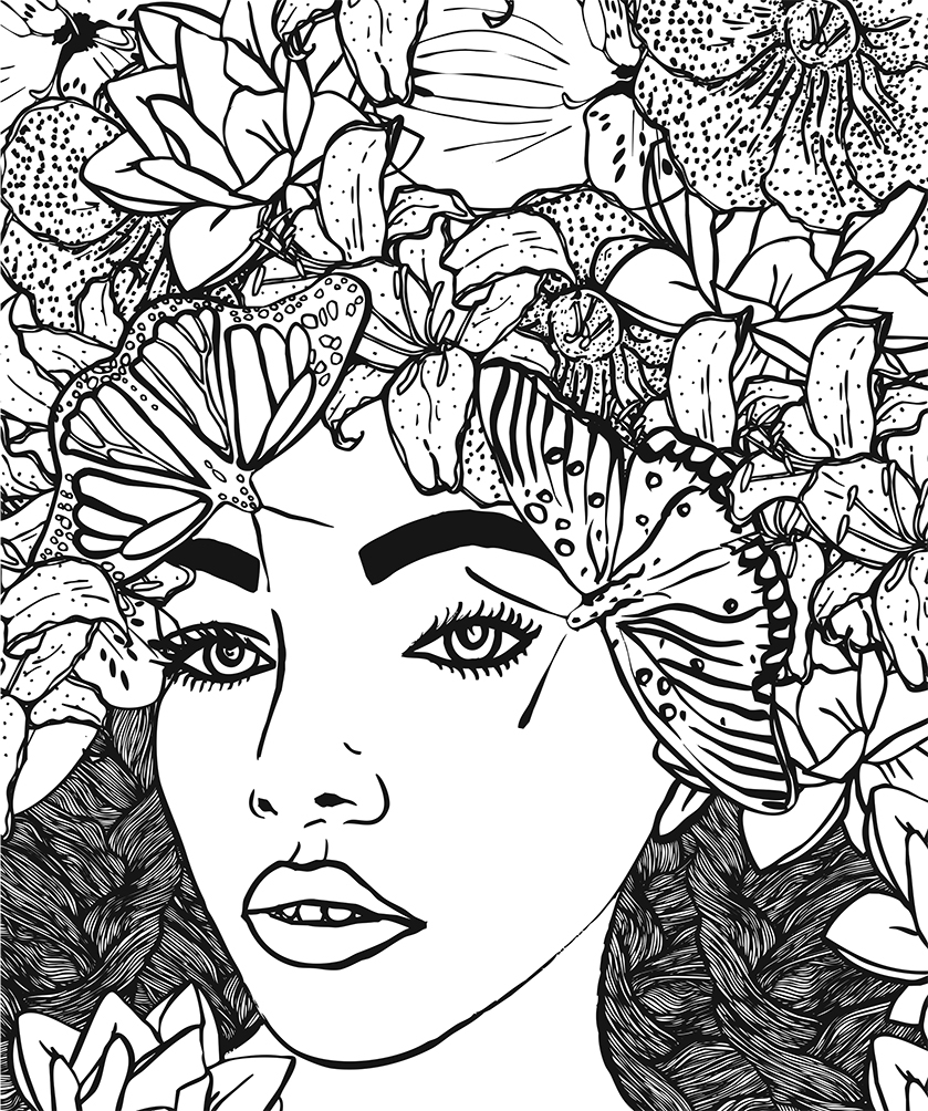 Free Coloring Page From Women Patterns Plants Liminal 11