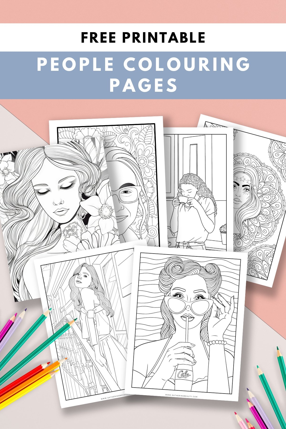 Free Colouring Pages Of People For Adults Gathering Beauty