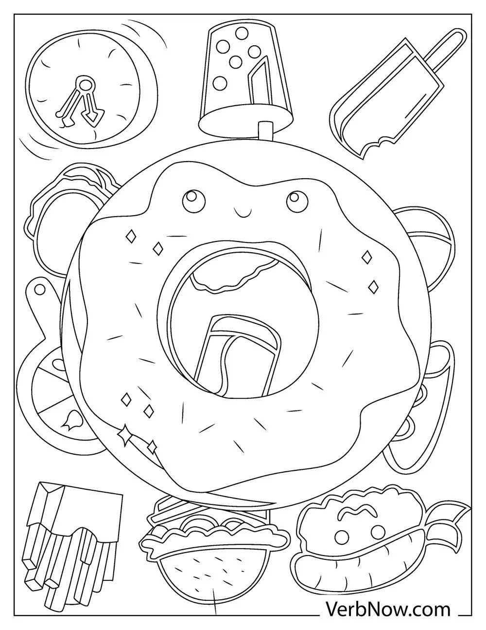 Cute Food Coloring Pages Hard