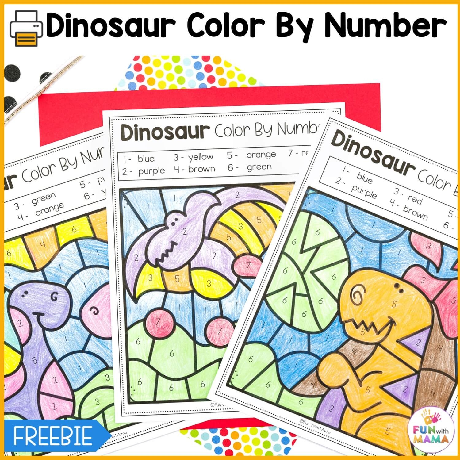 Dinosaur Number Coloring Pages