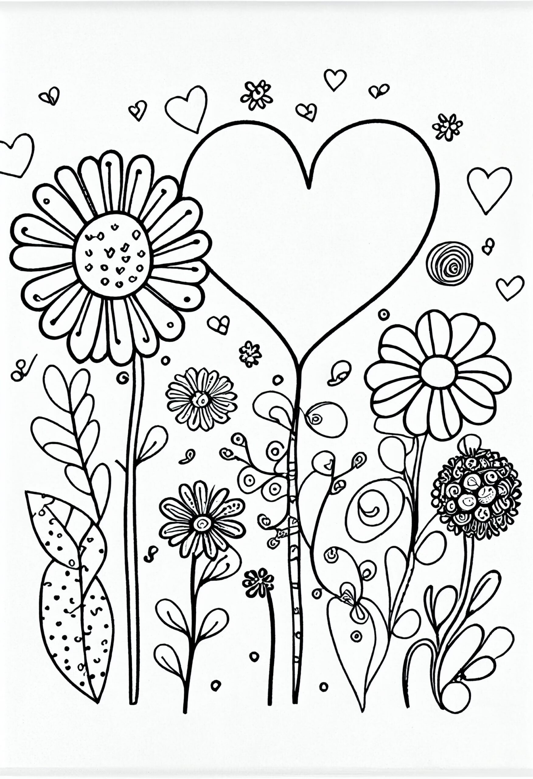 Free Download Flowers Valentines Day Kids Coloring Book Black Outline
