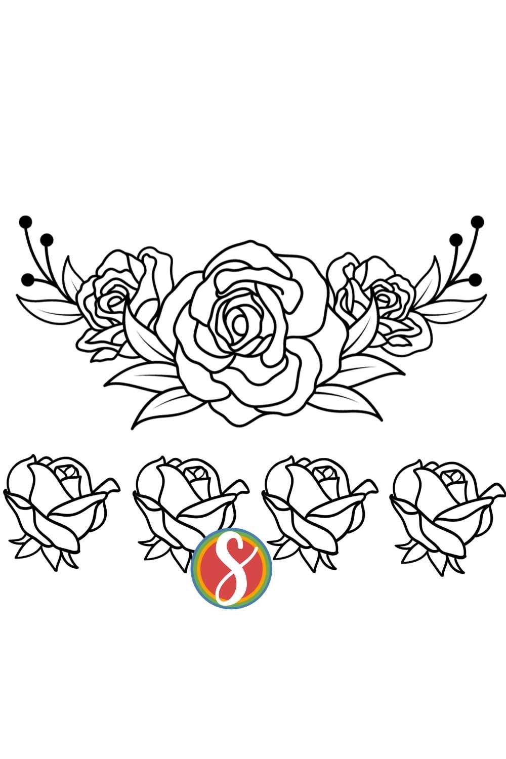 Free Flower Rose Coloring Pages Stevie Doodles