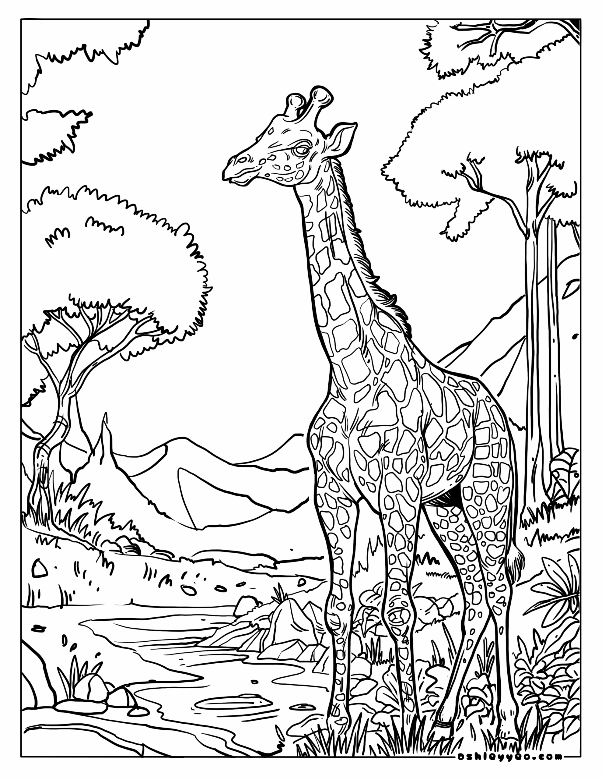 Free Giraffe Coloring Pages For Kids And Adults Ashley Yeo Free Giraffe Coloring Pages For Kids And Adults Ashley Yeo