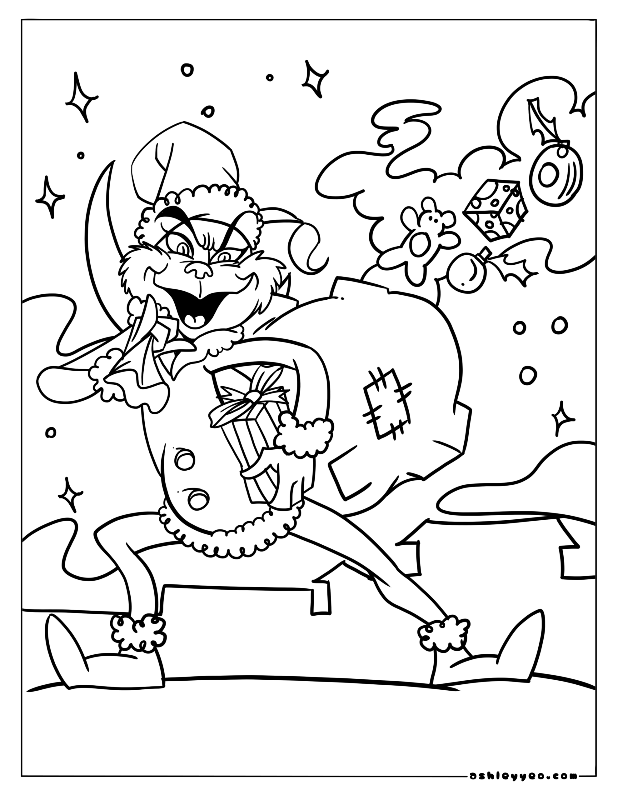 Free Grinch Christmas Coloring Pages Ashley Yeo
