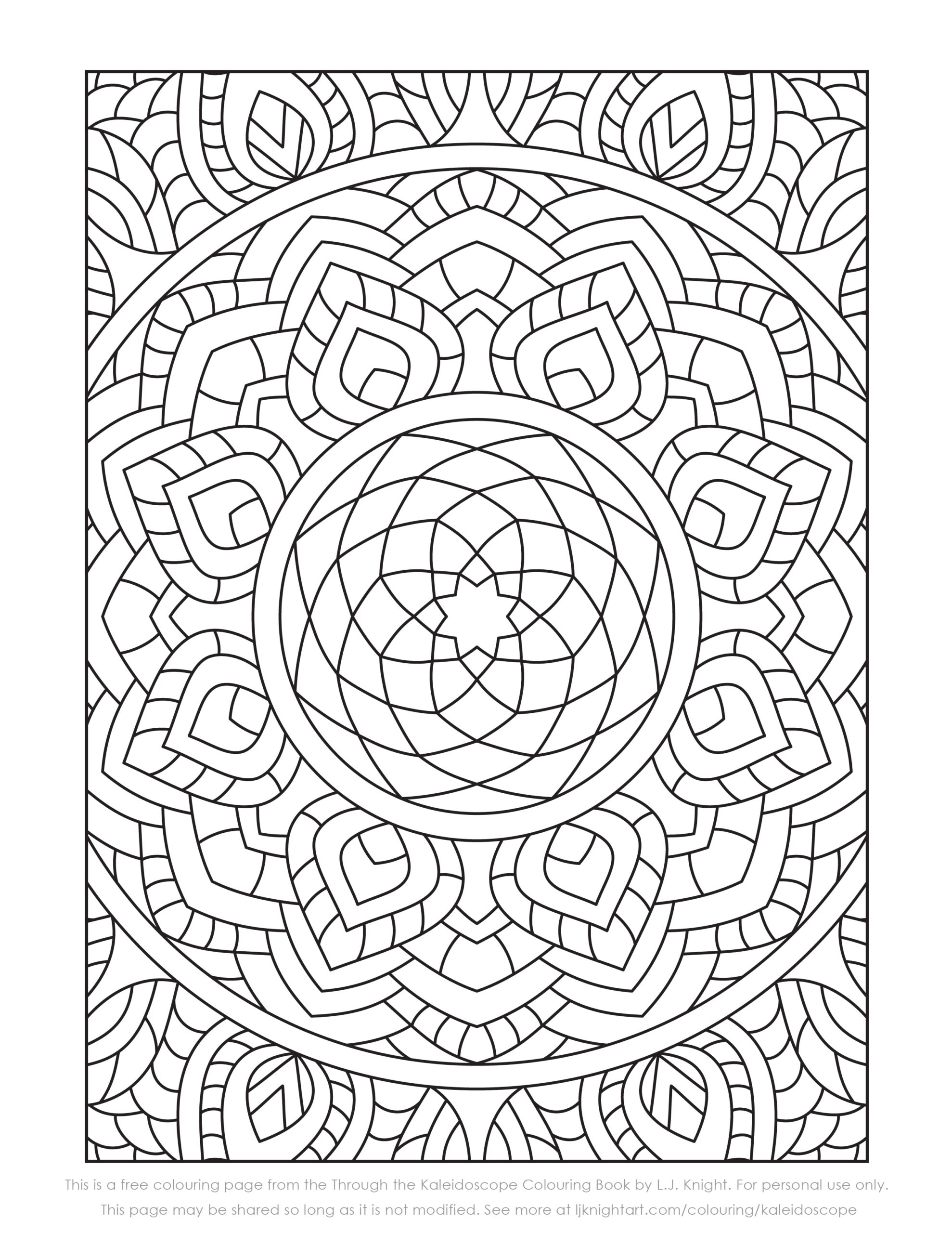 Free Kaleidoscope Colouring Page Download L J Knight Art