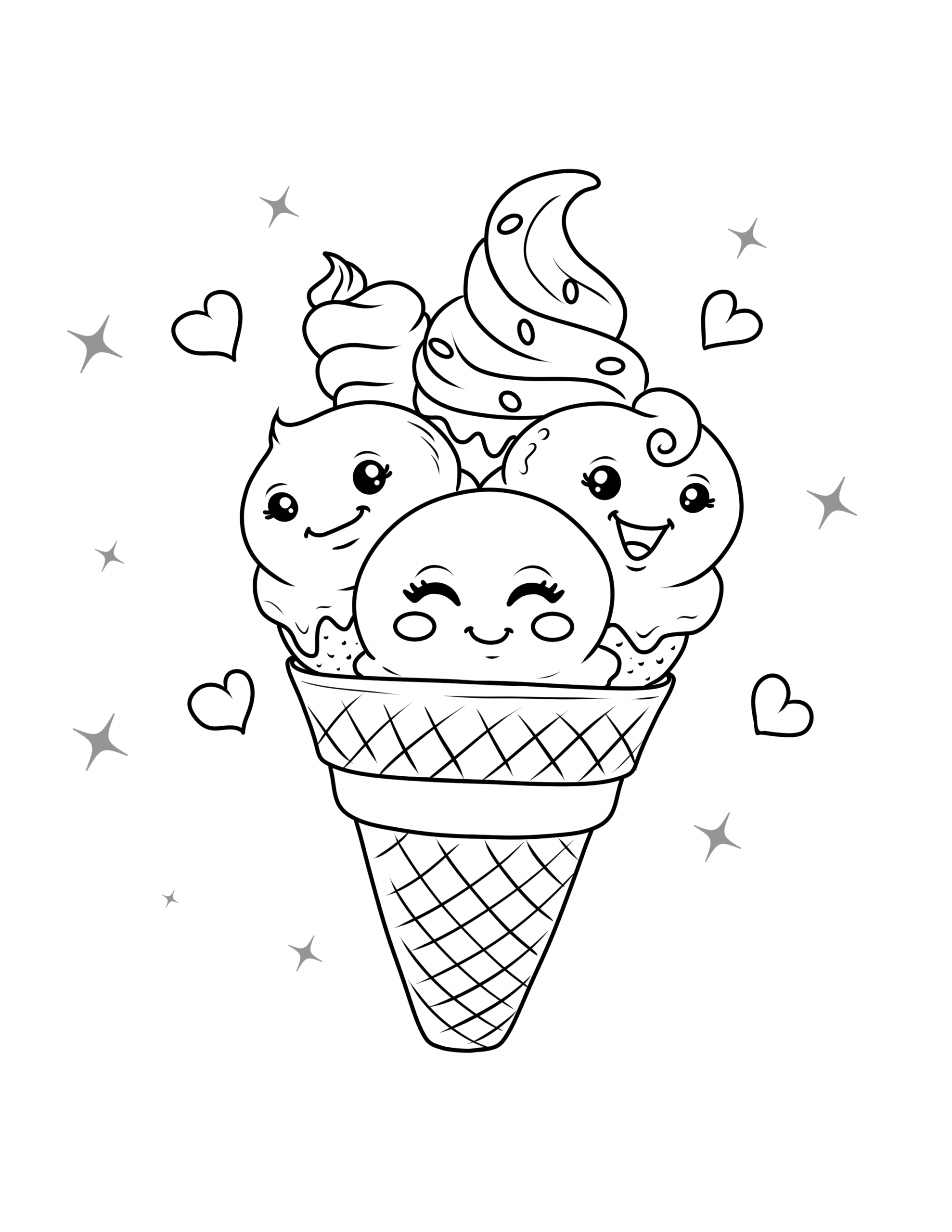 Free Kawaii Food Coloring Pages