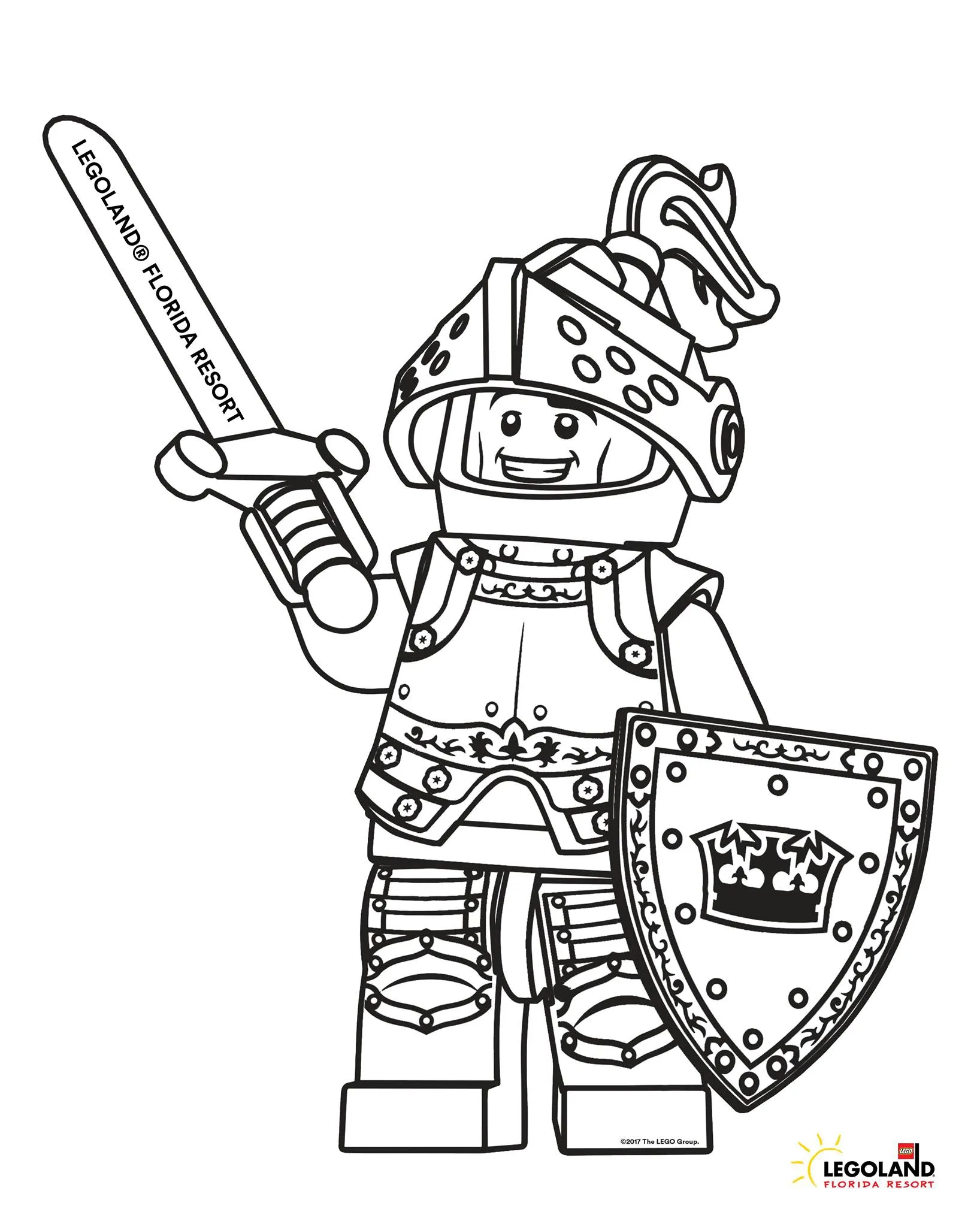 Free LEGO Knight Coloring Sheet LEGOLAND Florida Resort