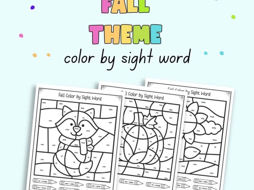 Free Printable Fall Sight Word Coloring Pages The Artisan Life