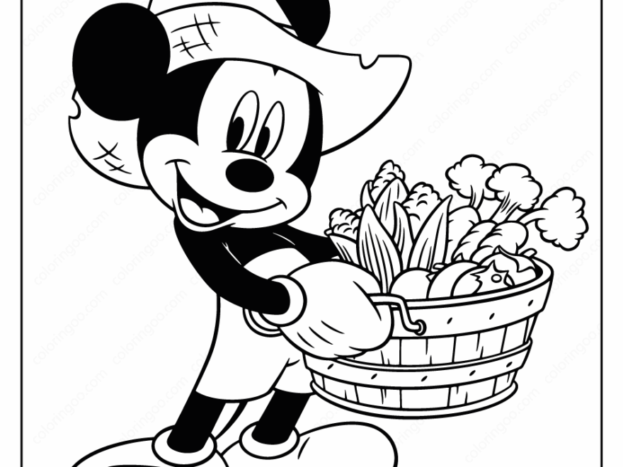 Free Printable Farmer Mickey Mouse Coloring Page