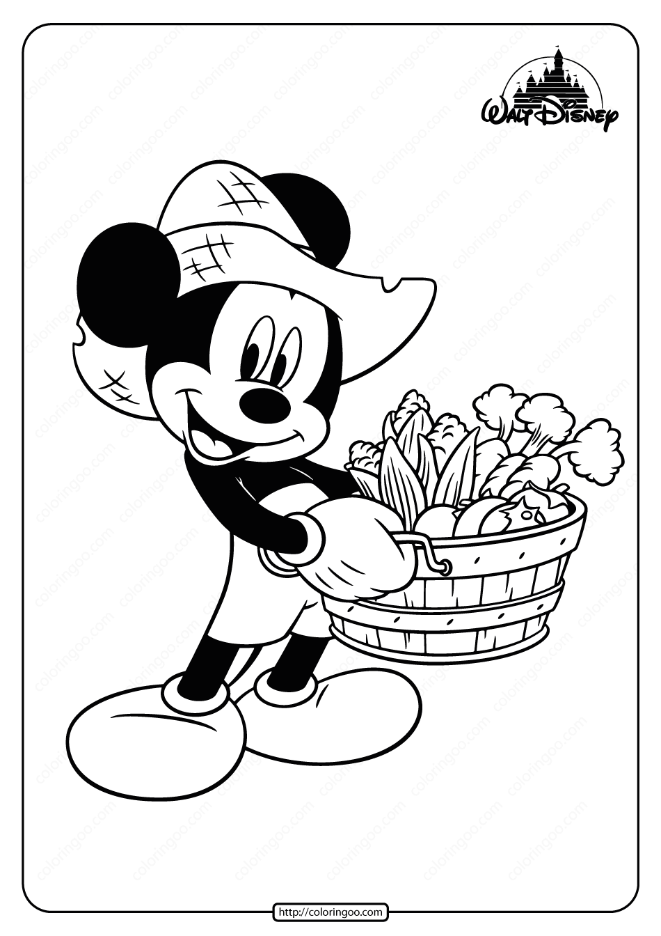 Free Printable Farmer Mickey Mouse Coloring Page