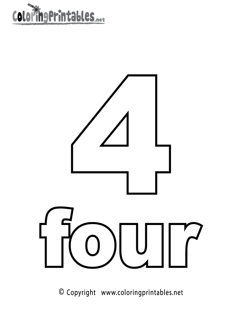 Free Printable Number Four Coloring Page Free Printable Number Four Coloring Page