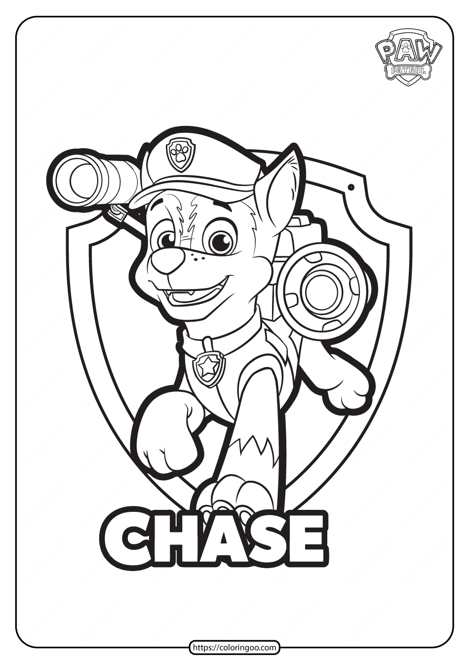Free Printable Paw Patrol Chase Coloring Pages