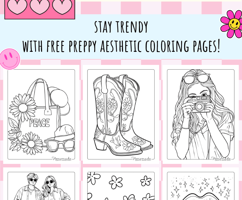 Free Printable Preppy Coloring Pages For Teens And Adults