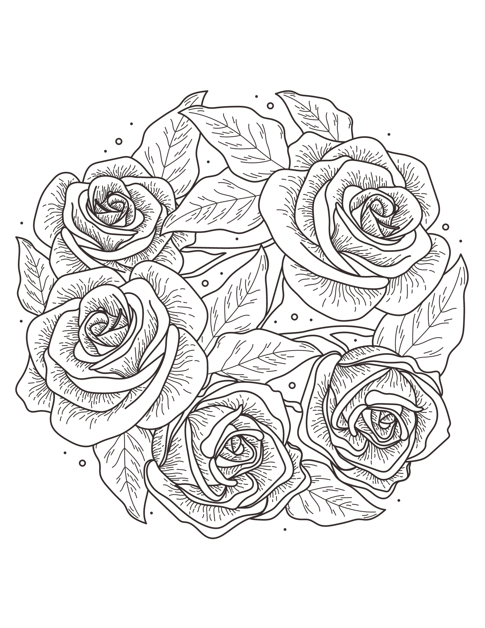 Detailed Rose Coloring Pages