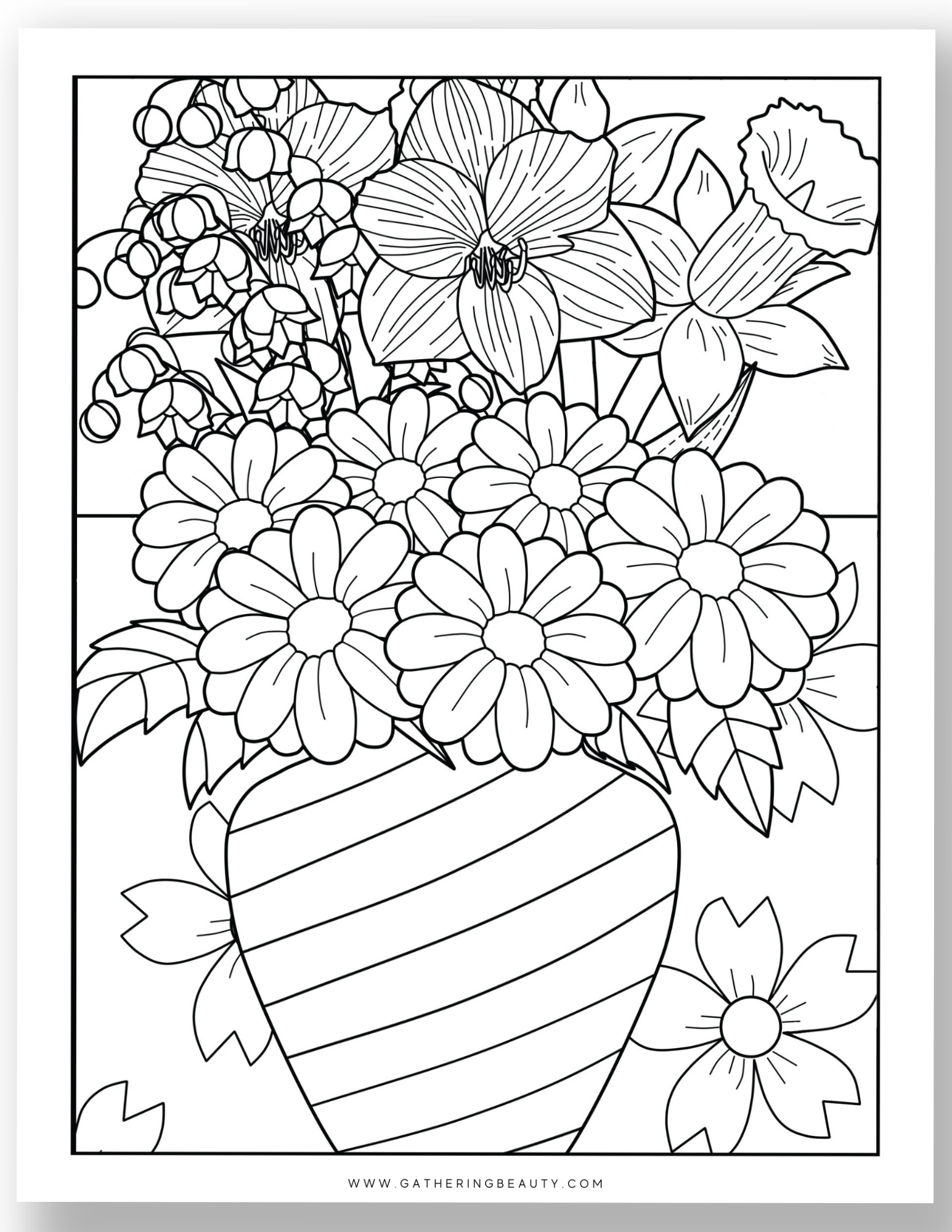 Simple Spring Flower Coloring Pages