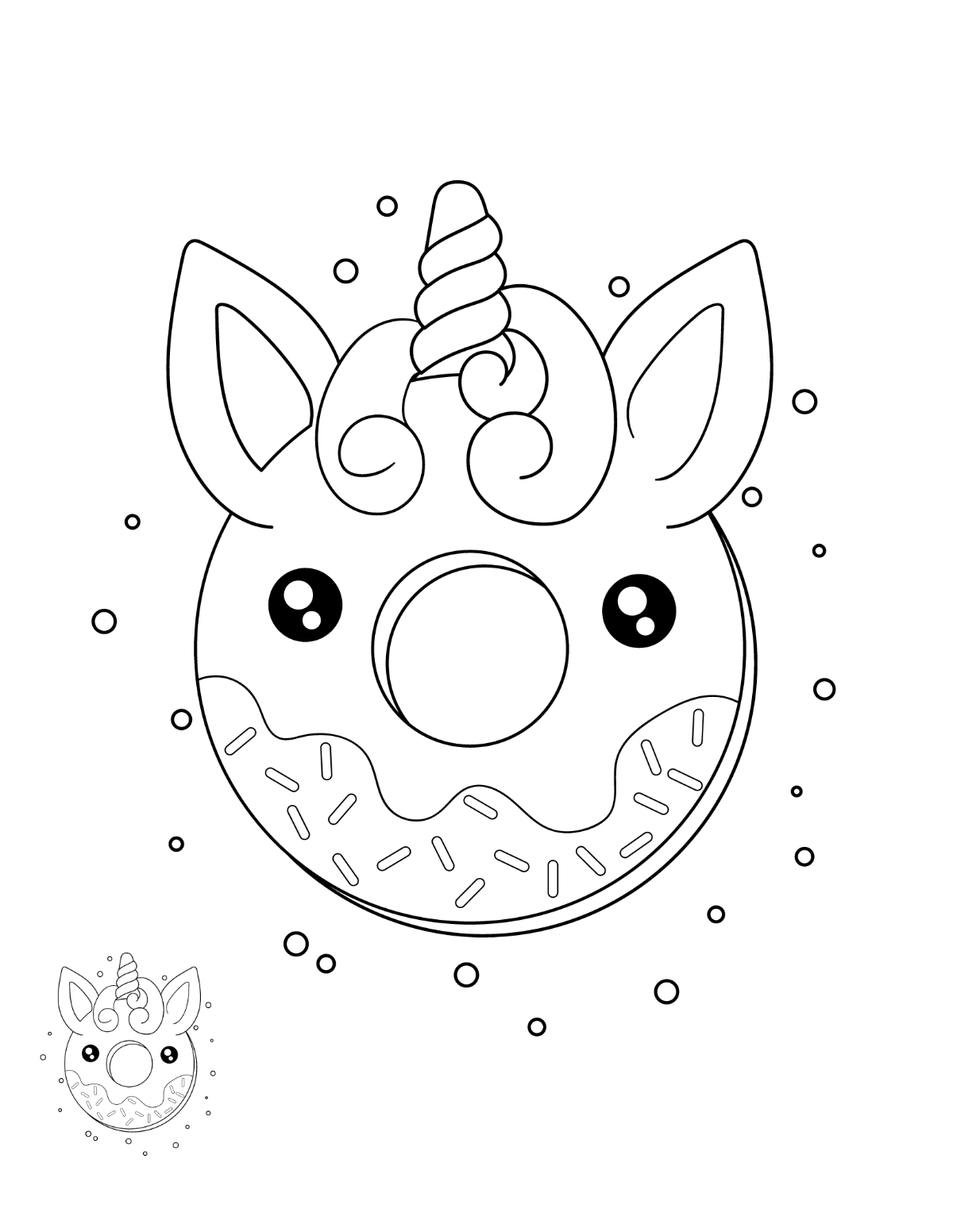 Free Unicorn Donut Coloring Page Template To Edit Online