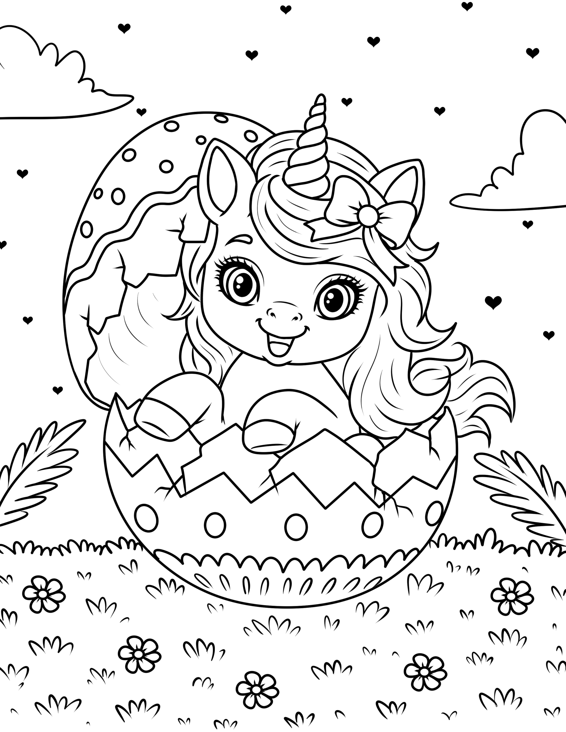 Free Unicorn Easter Eggs Coloring Pages