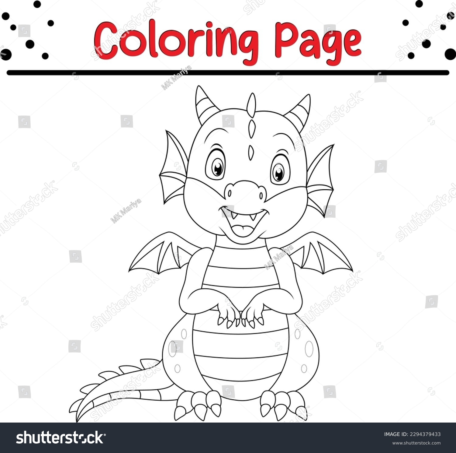 Funny Dragon Coloring Pages Kids Cartoon Stock Vector Royalty Free 2294379433 Shutterstock