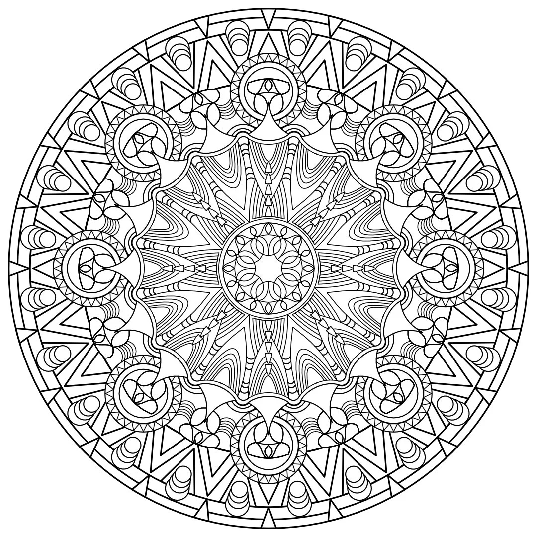 Geometric Mandala Ornate Coloring Pages Printable PDF Adult Coloring Madness Coloring Book No 10 Etsy