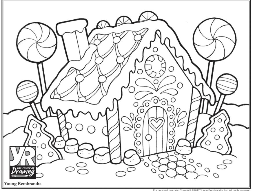 Gingerbread House Coloring Page Young Rembrandts Shop