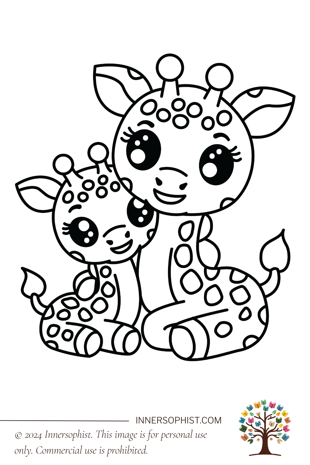 Giraffe Mom And Baby Coloring Page InnerSophist Coloring