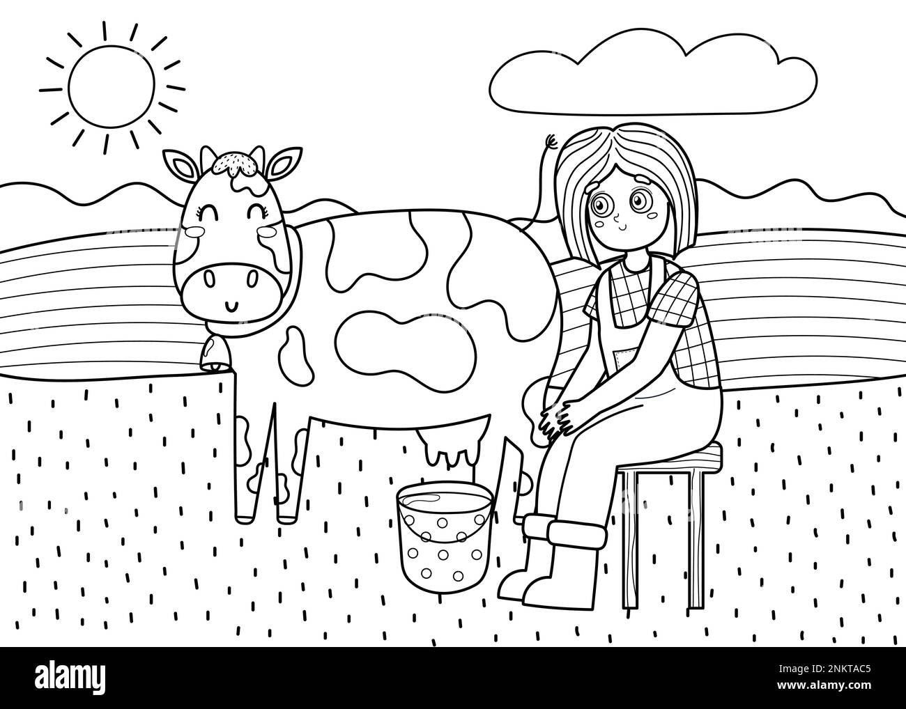 Girl Cow Coloring Pages