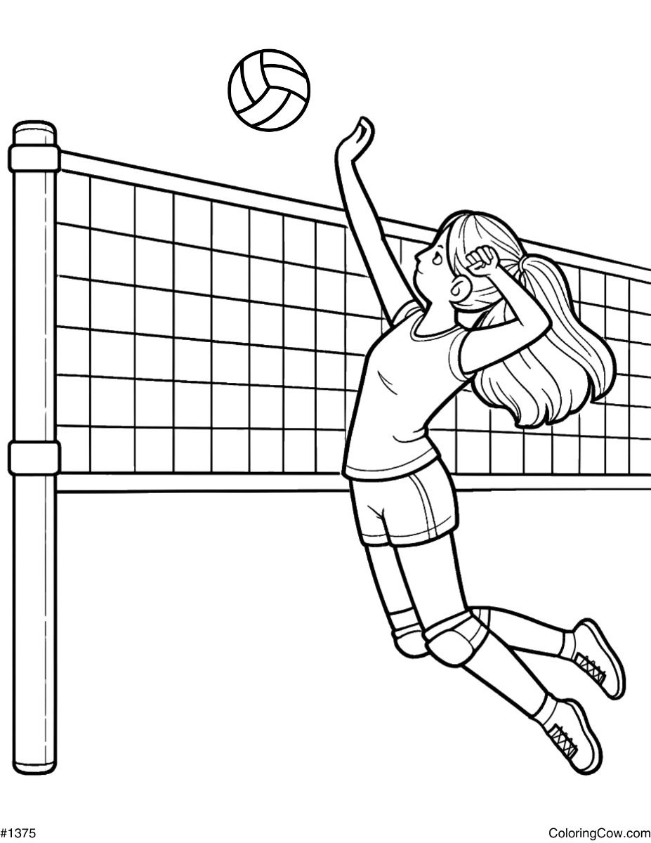 Girl Volleyball Player Coloring Page For Kids Free Printable PDF Girl Volleyball Player Coloring Page For Kids Free Printable PDF