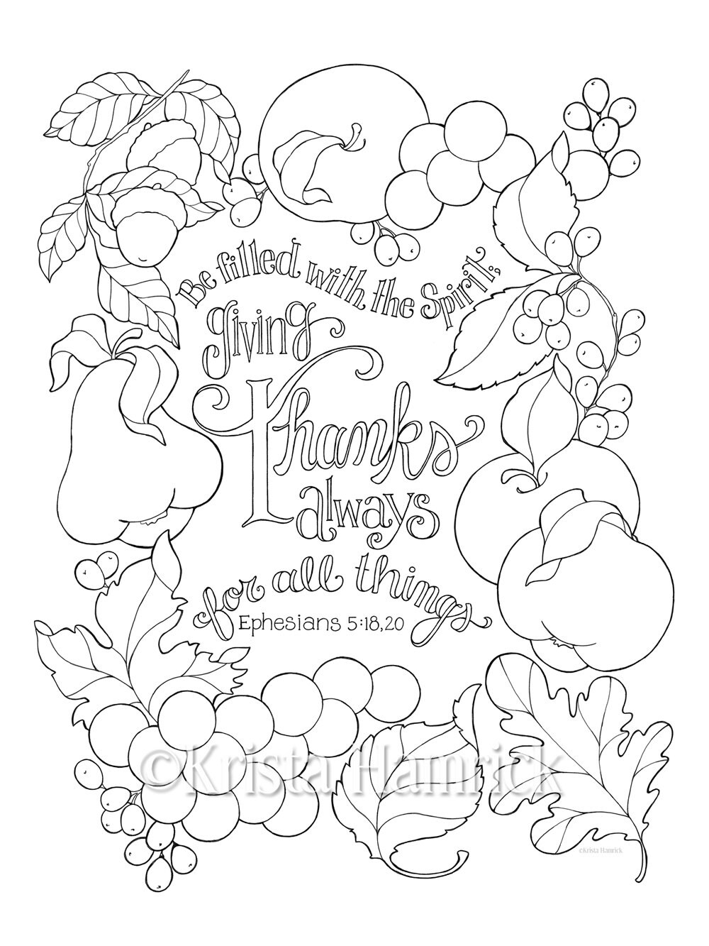 Give Thanks For All Things Coloring Page In Two Sizes 8 5X11 And Bible Journaling Tip in 6X8 Etsy