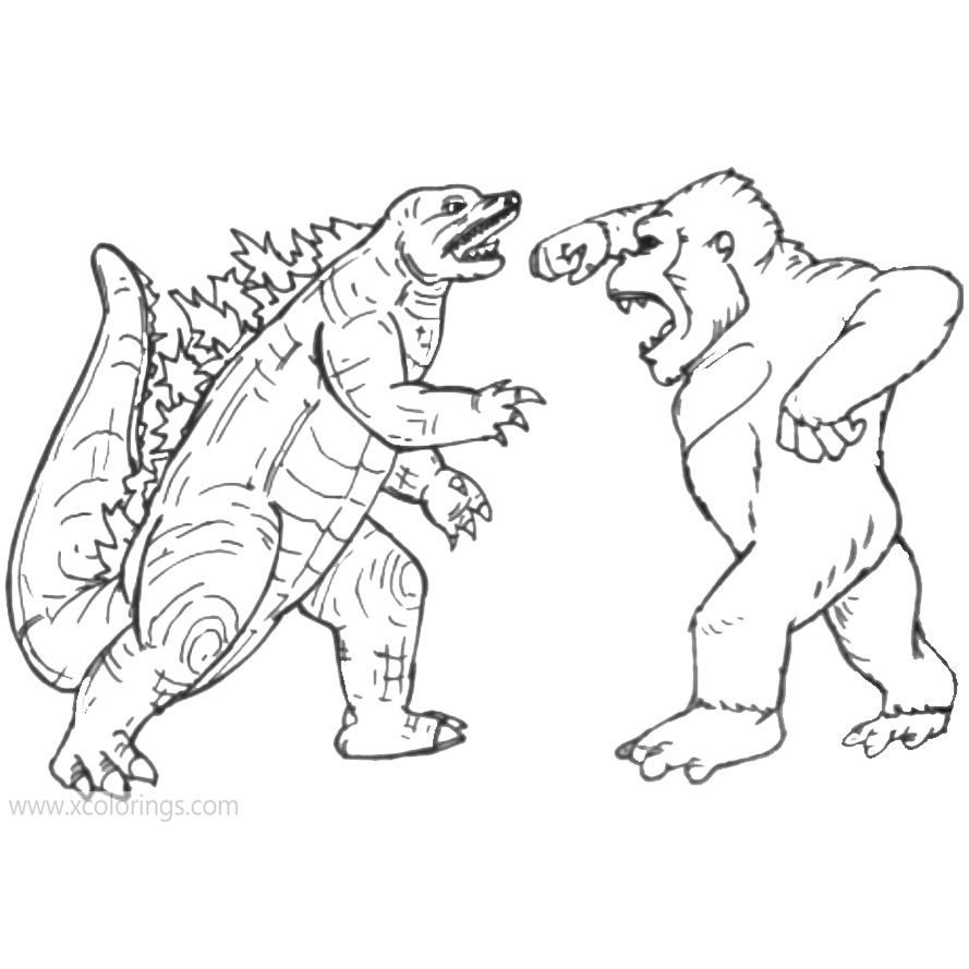 Godzilla Vs Kong Coloring Pages Monsters XColorings