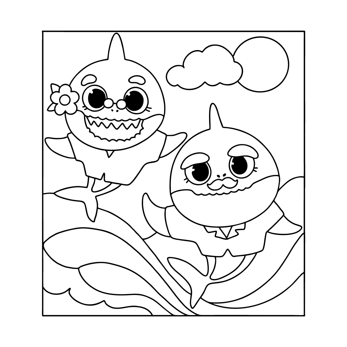 Grandma And Grandpa Baby Shark Coloring Page Online And Print For Free 