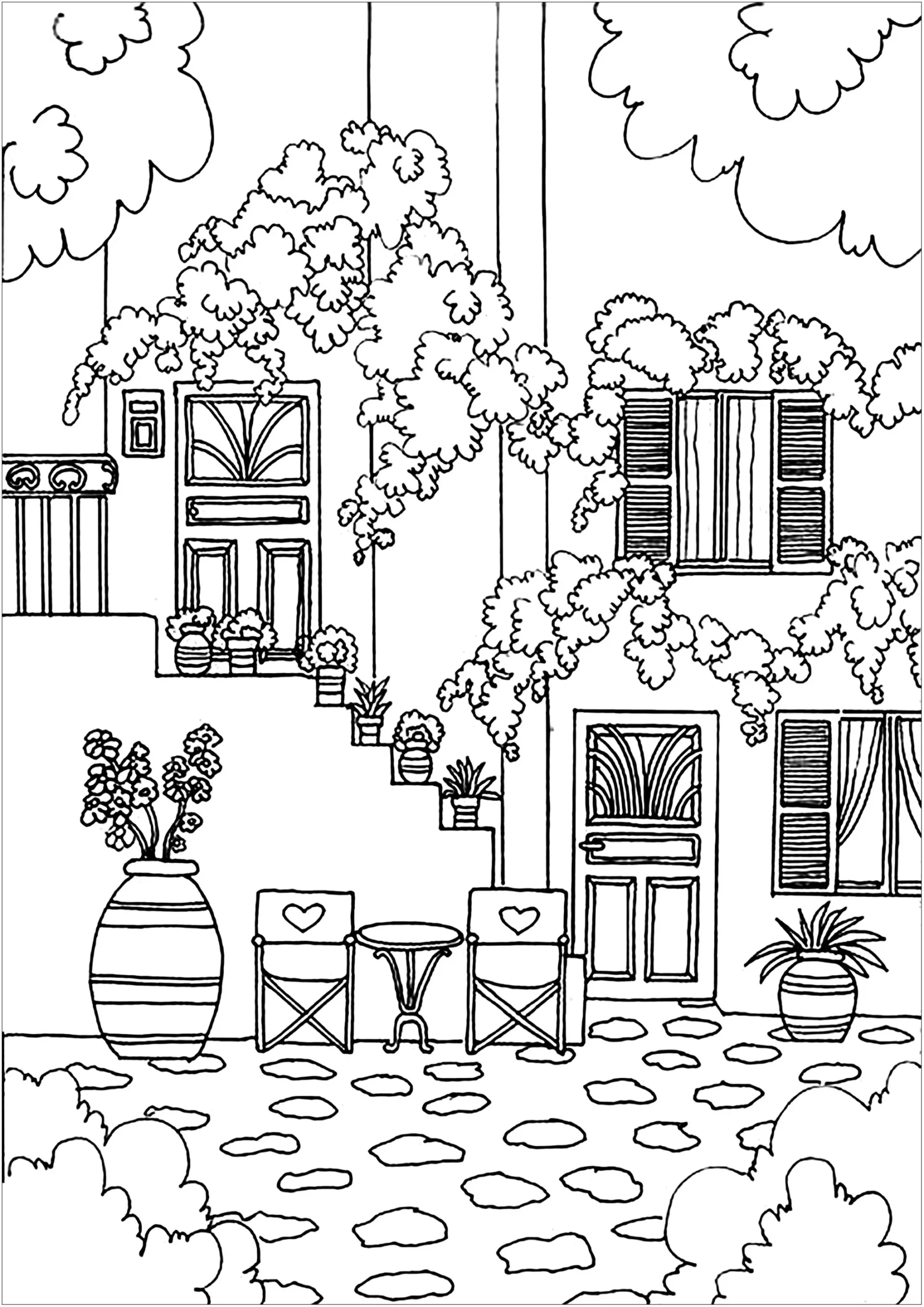 Greek House Architecture Cities And Houses Coloring Pages